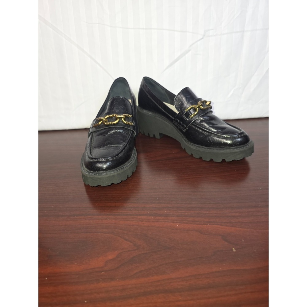 Dolce Vita Black Chain Loafer Platform Shoes Women's Size 7